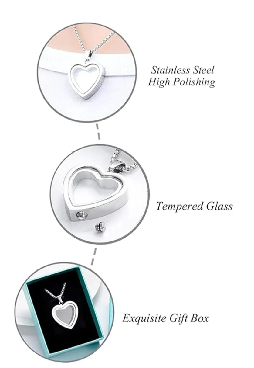 Heartfelt Remembrance: Stainless Steel Heart-Shaped Pendant