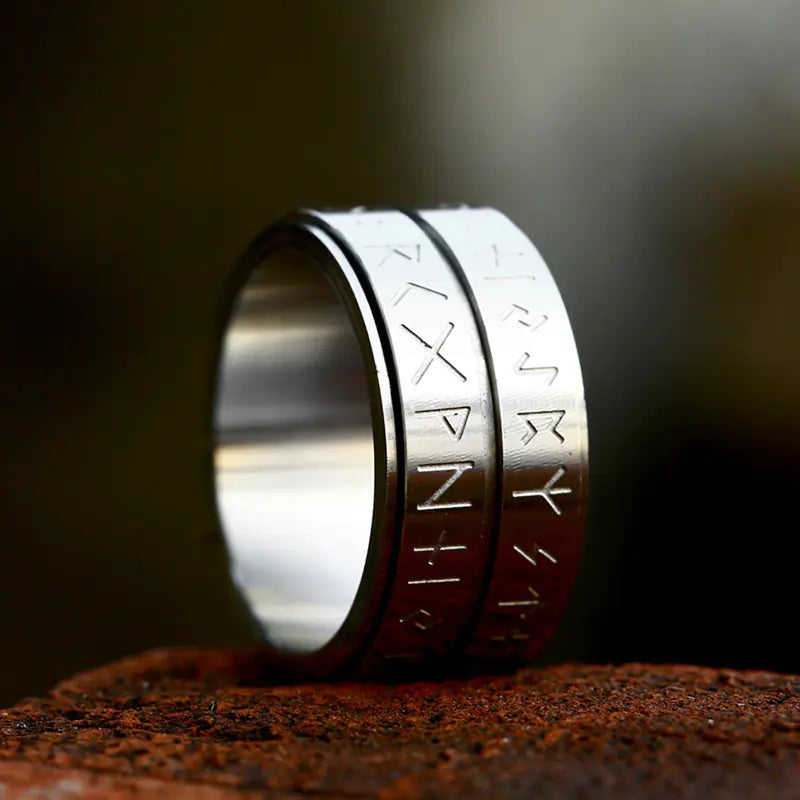 Rotating Viking Letter Titanium Ring