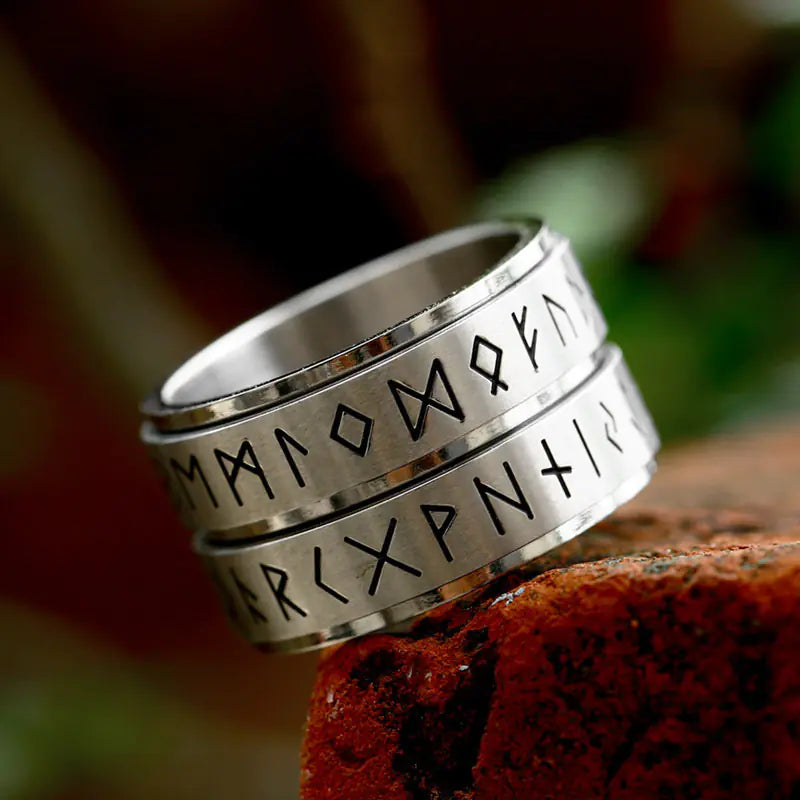 Rotating Viking Letter Titanium Ring