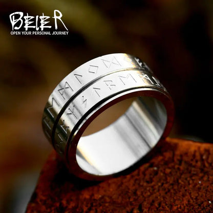 Rotating Viking Letter Titanium Ring
