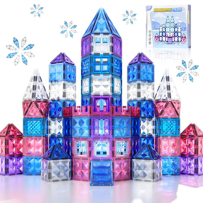 Frozen Toys Ice World Dimond Princess Castle 60Pcs Magnet Tile Building