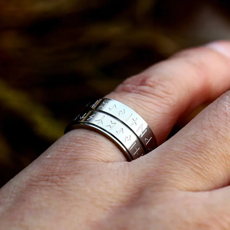 Rotating Viking Letter Titanium Ring