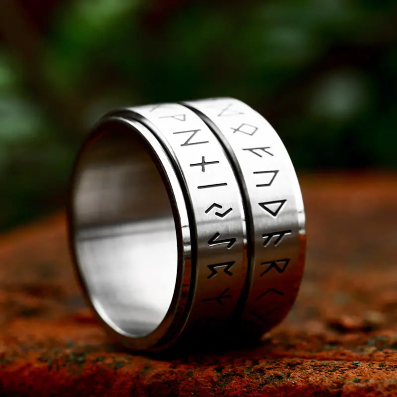 Rotating Viking Letter Titanium Ring