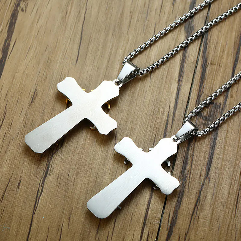 Vintage Multi-layer Titanium Steel Cross Necklace Pendant