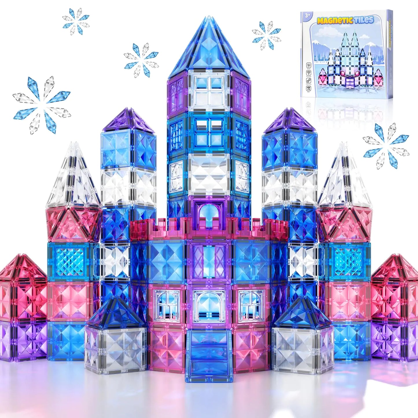Frozen Toys Ice World Dimond Princess Castle 60Pcs Magnet Tile Building
