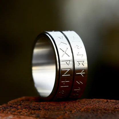 Rotating Viking Letter Titanium Ring