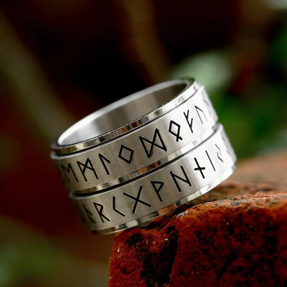 Rotating Viking Letter Titanium Ring