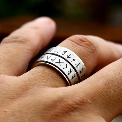 Rotating Viking Letter Titanium Ring